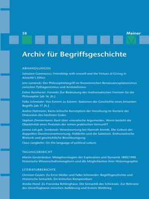 cover image of Archiv für Begriffsgeschichte. Band 58